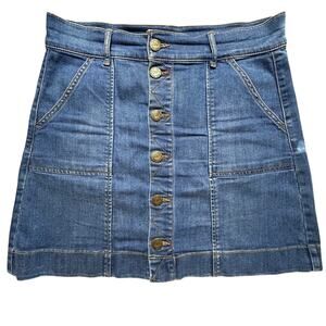 Ann Taylor LOFT Denim Mini Skirt Size 8 Button Front Casual Cool Girl